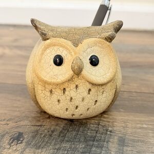 Handmade artisan ceramic owl pen pencil holder  owl sculpture owl pottery art